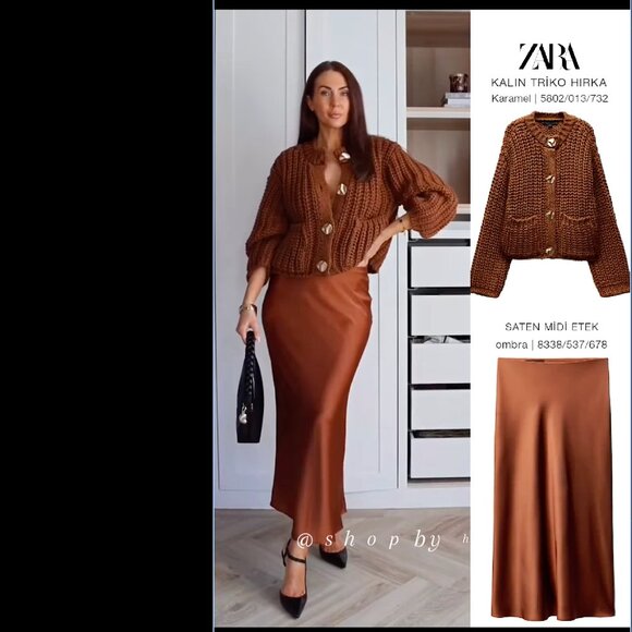 ZARA SATIN EFFECT MIDI SKIRT NWT - Picture 3 of 12